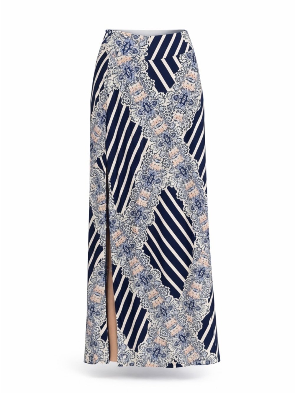 Maeve Print Maxi Skirt Womens XS Blue Cream Patterned